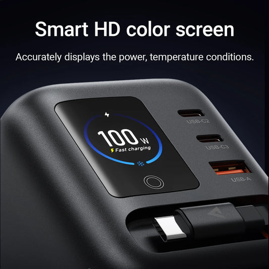 Aetriva™ PowerHub 100W GaN Desktop Charger with Smart TFT Screen