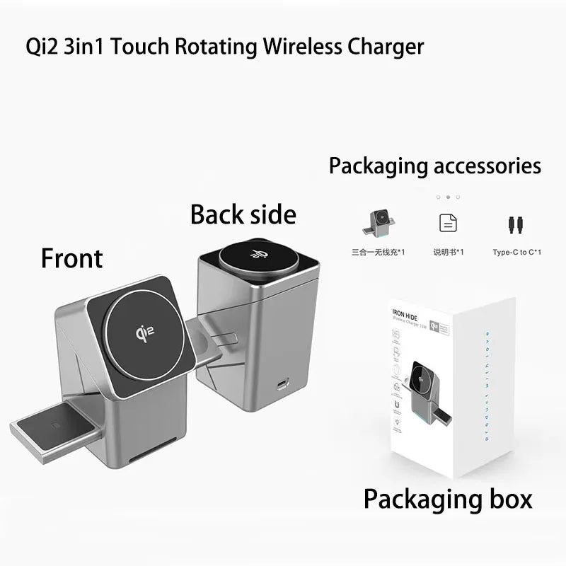 Aetriva™ Qi2 3-in-1 Rotating Wireless Charger Stand