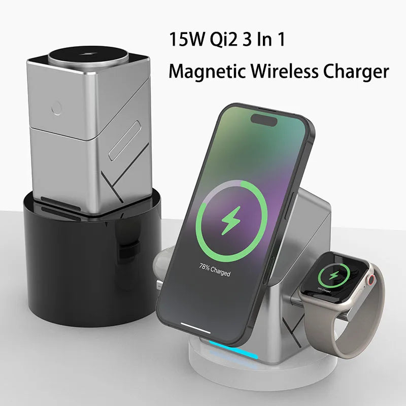 Aetriva™ Qi2 3-in-1 Rotating Wireless Charger Stand