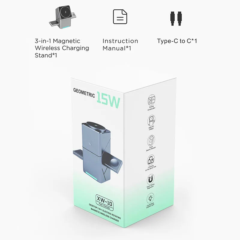 Aetriva™ Qi2 3-in-1 Rotating Wireless Charger Stand