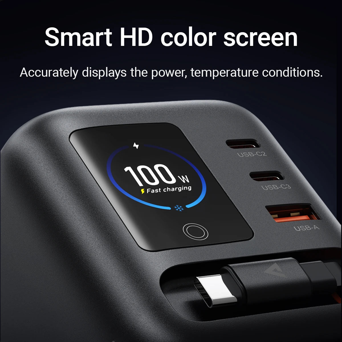 Aetriva™ PowerHub 100W GaN Desktop Charger with Smart TFT Screen